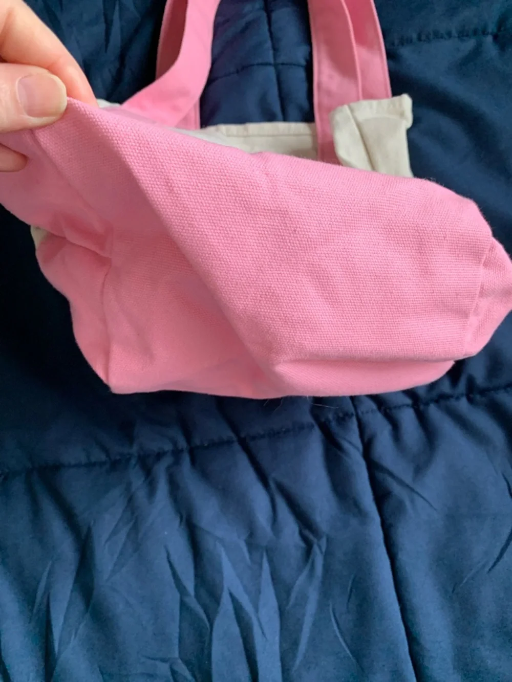 Trader Joe's Pink and Cream Canvas Mini Tote - Picture 4 of 4